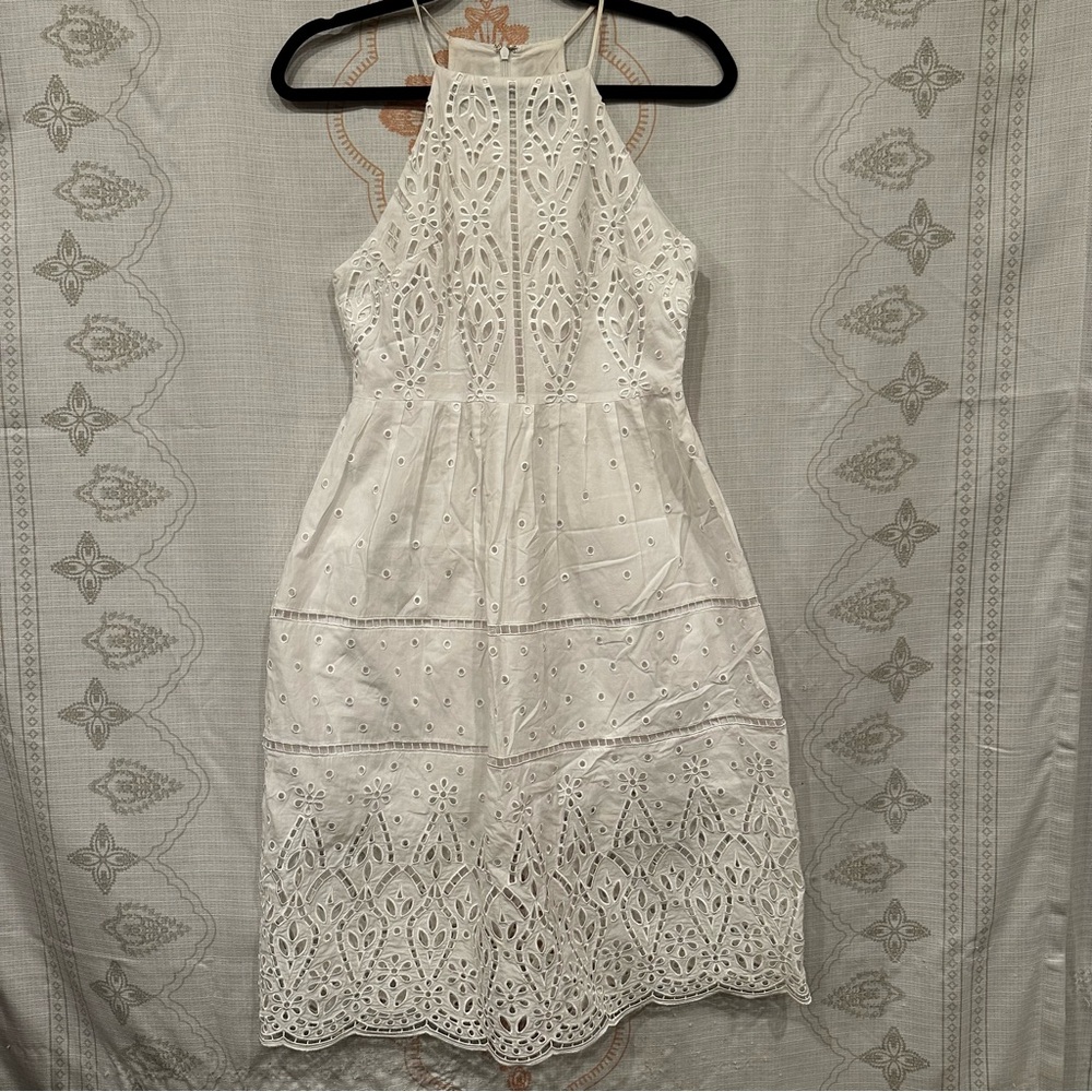 Parker Alana Eyelet Embroidered White Cotton Dress